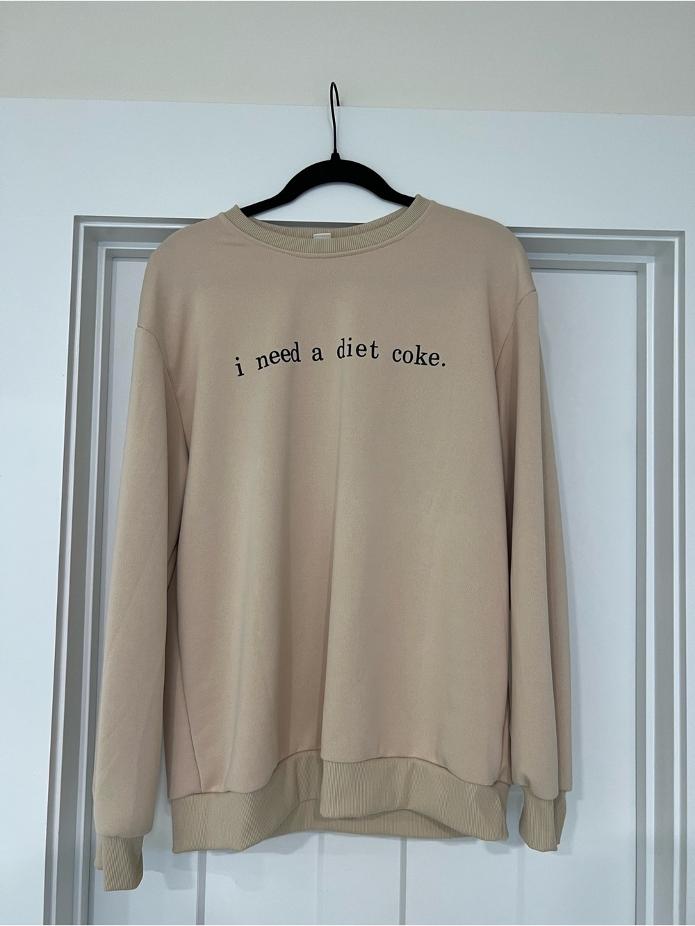 Beige "i need a diet coke." Graphic Sweatshirt